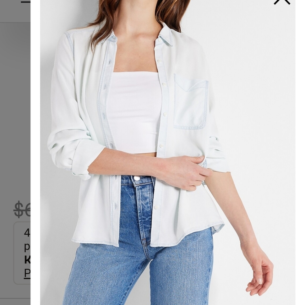 NWT Express Denim One Pocket Boyfriend Shirt Sz S